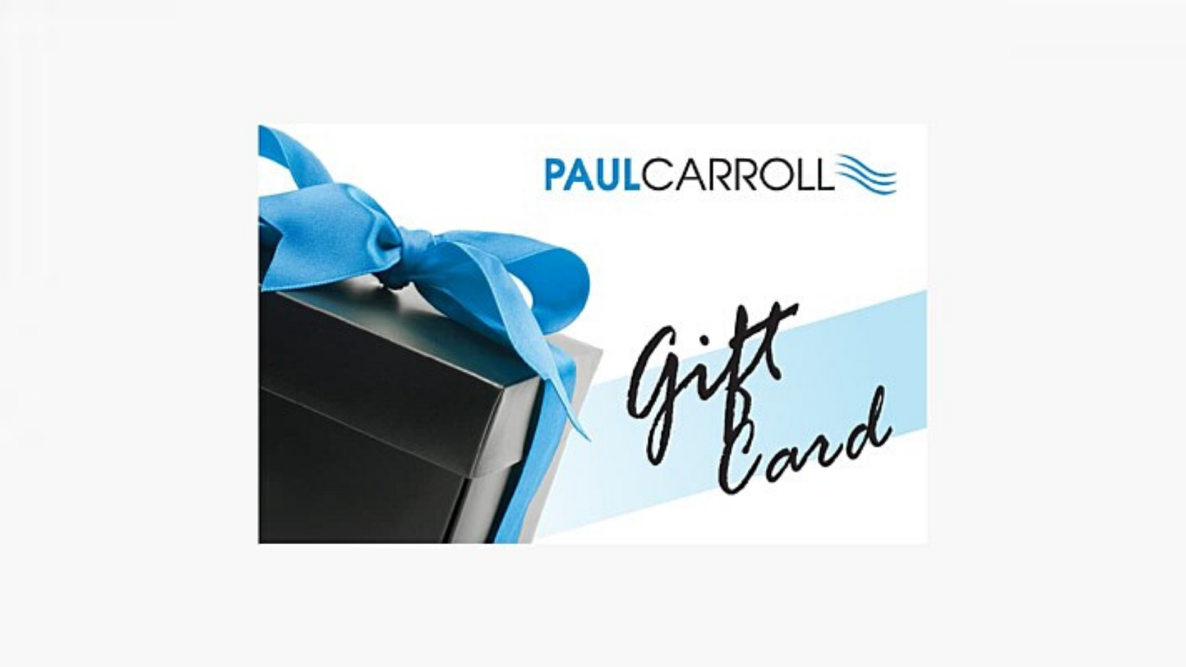 Paul Carroll Gift Card suspended against a neutral background